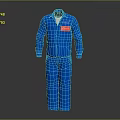 Blue Work Coveralls With Red Label On Chest For Professional Use 3d model