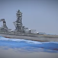 Vintage Battleship Sailing On Blue Sea With Multiple Towers Cannons And Smoke