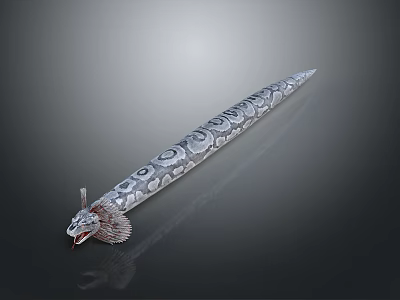 Ornate Silver Gray Patterned Snake With Decorative Head On Dark Background 3d model