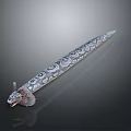 Ornate Silver Gray Patterned Snake With Decorative Head On Dark Background 3d model