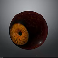 Realistic Red Eyeball Sphere With Shiny Surface Black Pupil And Orange Iris