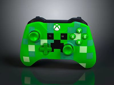 Xbox Wireless Controller With Green Pixel Design And Minecraft Theme Gaming Accessory For PC 3d model