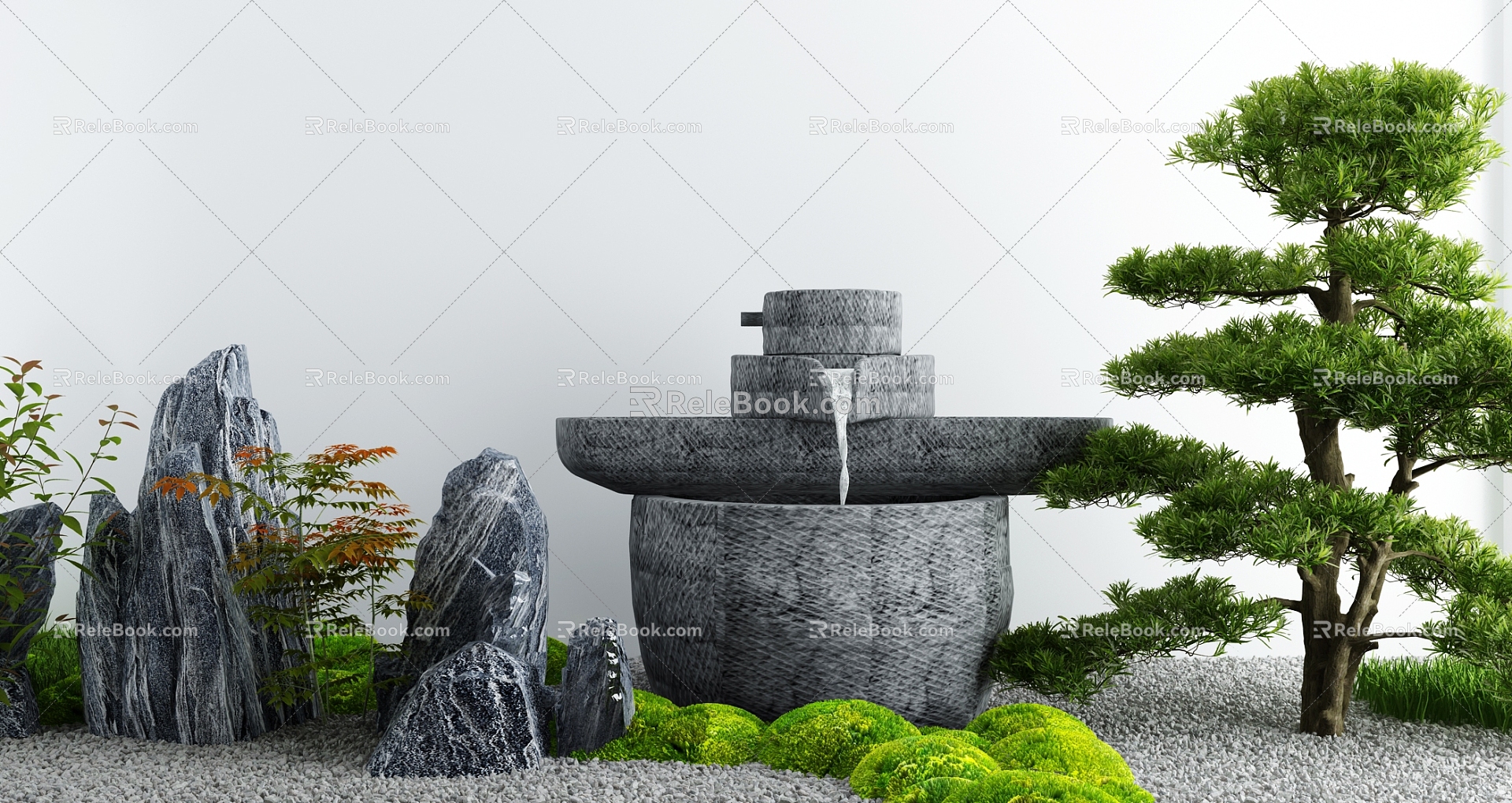 Courtyard landscape sketch 3d model