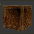 Square Brown Wooden Storage Box With Intricate Carved Details And Natural Wood Grain