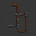 Rusty Metal Pipes With Gray Stone Wrapped Sections Industrial Decorative Elements