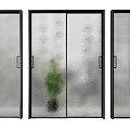 Various Design Sliding Doors With Frosted Textured Patterned Glass And Black Frames