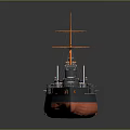 Vintage Warship Model With Black Red Hull Masts And Detailed Design