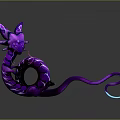 Purple Snake With Cat Ears Glowing Blue Tail Shiny Scales Fantasy 3D Render