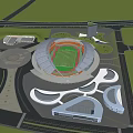 Modern Sports Stadium Complex With Athletic Fields Green Spaces And Facilities 3d model