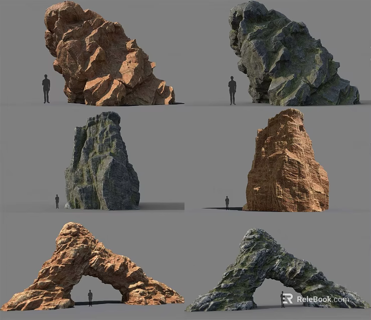 Varied Shaped Garden Rock Ornaments With Natural Color Tones For Landscaping 3d model 