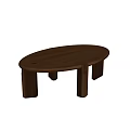 Modern Wooden Coffee Table With Oval Top And Three Solid Wood Legs