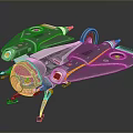 Futuristic Metallic Spaceship With Silver Gold Accents Sleek Aerodynamic Design