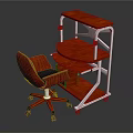 Red Office Desk with Multi Layer Shelves Metal Frame and Red Chair Black Cushion Wheels