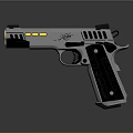 Modern Tactical Pistol With Metallic Silver Body Black Grip And Tactical Rail Design