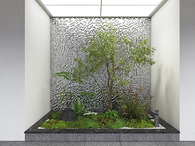 Metal corrugated board background indoor atrium landscape indoor plant landscape landscaping courtyard sketch plant group 3d model