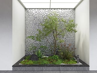 Metal corrugated board background indoor atrium landscape indoor plant landscape landscaping courtyard sketch plant group 3d model