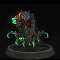 Wolf Like Fantasy Character With Cloak And Green Glowing Clawed Weapons