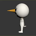 3D White Game And Movie Character With Yellow Long Nose Black Eyes And Open Arms