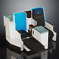 Modern Aircraft Seat Design With Blue Panel White Frame Armrest And Storage Compartment 3d model