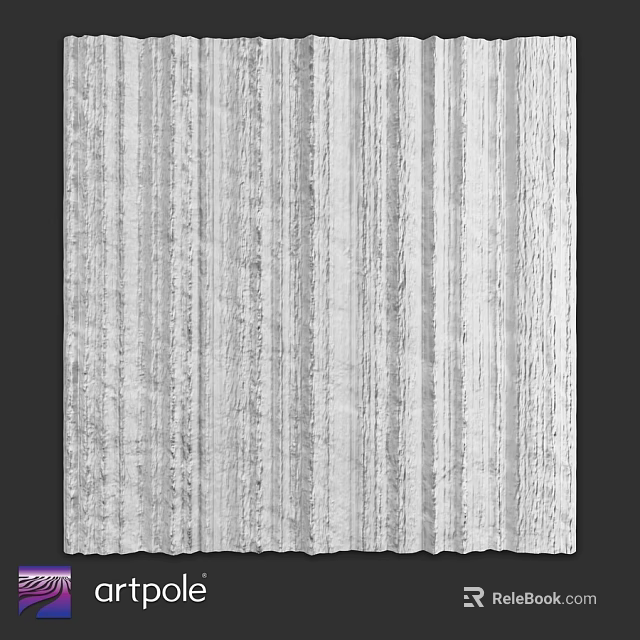 Gray Textured Building Component With Vertical Stripes And Decorative Surface Design 3d model 
