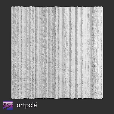 Gray Textured Building Component With Vertical Stripes And Decorative Surface Design 3d model