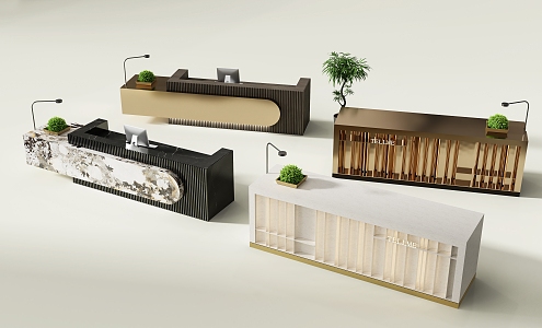 Modern Reception Front Desk 3d model