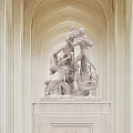 Religious Sculpture Depicting Sacred Figures in Classical Architectural Setting With Columns And Arches 3d model