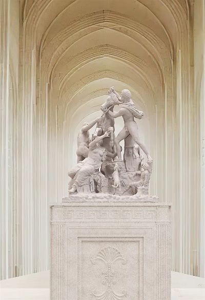 Religious Sculpture Depicting Sacred Figures in Classical Architectural Setting With Columns And Arches 3d model