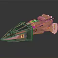 Futuristic Cosmic Spaceship 3D Model With Orange Gray Design And Aerodynamic Structure