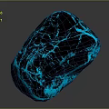 Modern Decorative Ornament Set With Glowing Blue Veins And Black Cracked Stone Texture