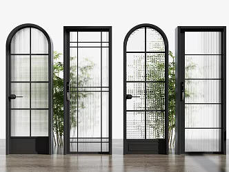 Modern swing door kitchen and bathroom door combination 3d model