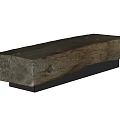 Natural Wooden Decorative Bench With Black Base And Round Holes