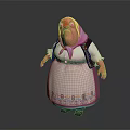 3D Model Game Movie Character Wearing White Dress With Purple Headscarf And Red Eyes
