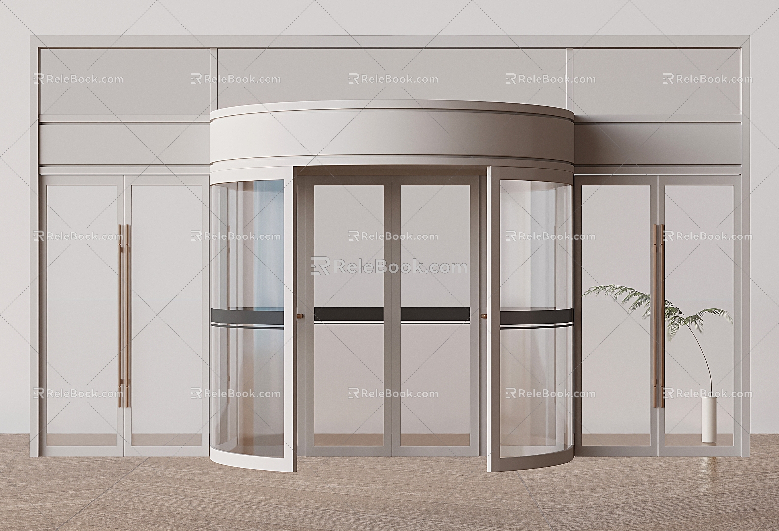 Modern automatic revolving door hotel mall revolving door electric induction glass revolving door 3d model