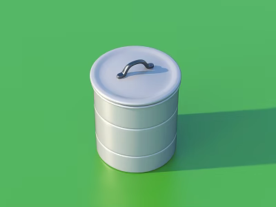 Stainless Steel Silver Multi Layered Tableware Storage Container With Lid 3d model