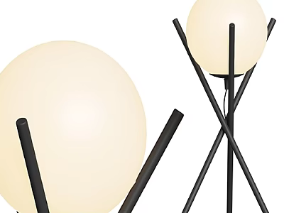 Modern Floor Lamps With White Spherical Shades And Black Intersecting Stands 3d model