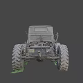 Vintage GAZ Old Truck With Rusty Body Large Tires And Exposed Chassis