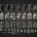 Various 3D Models Of Stone And Wood With Natural Textures And Shapes