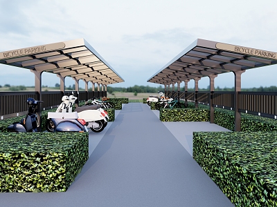 Modern non-motorized carport 3d model