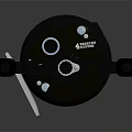 Modern Fishing Reel With Metallic Gray Body And Black Handle Design