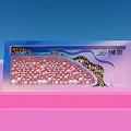 Vibrant Stage Design With Pink Decorative Balls And Blue Background Lighting