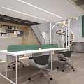Modern Public Office Space Interior Design With Glass Doors Entrance Steps And Office Furniture