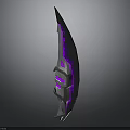 Fantasy Metallic Blade With Purple Glowing Geometric Patterns And Shiny Finish