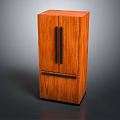 Brown Wooden Double Door Wardrobe With Black Handles And Modern Design Style