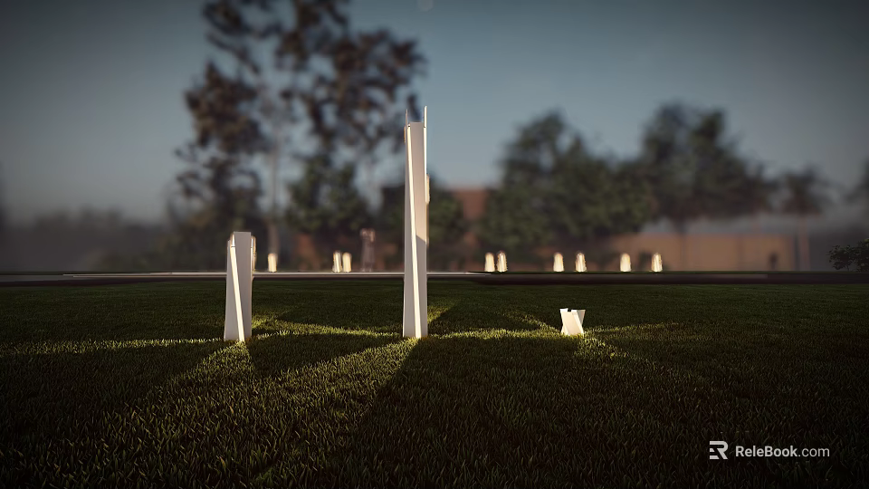 Outdoor Garden Lights with Modern Design for Lawn Pathway and Tree Landscape 3d model 