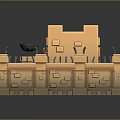 3D Medieval Castle Building With Fortified Walls Watchtowers And Decorative Spikes