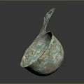 Ancient Bronze Spoon With Ornate Carved Patterns And Curved Handle Design