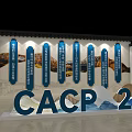 CACP 2024 Exhibition Display With Blue Banners Landscape Patterns And Chinese Style Decor