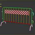 Metal Safety Barrier With Red White Striped Panel For Construction Site Security 3d model