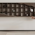 Traditional Wooden Display Shelf with Multiple Compartments Showcasing Teapots Teacups Vase and Decorative Plate